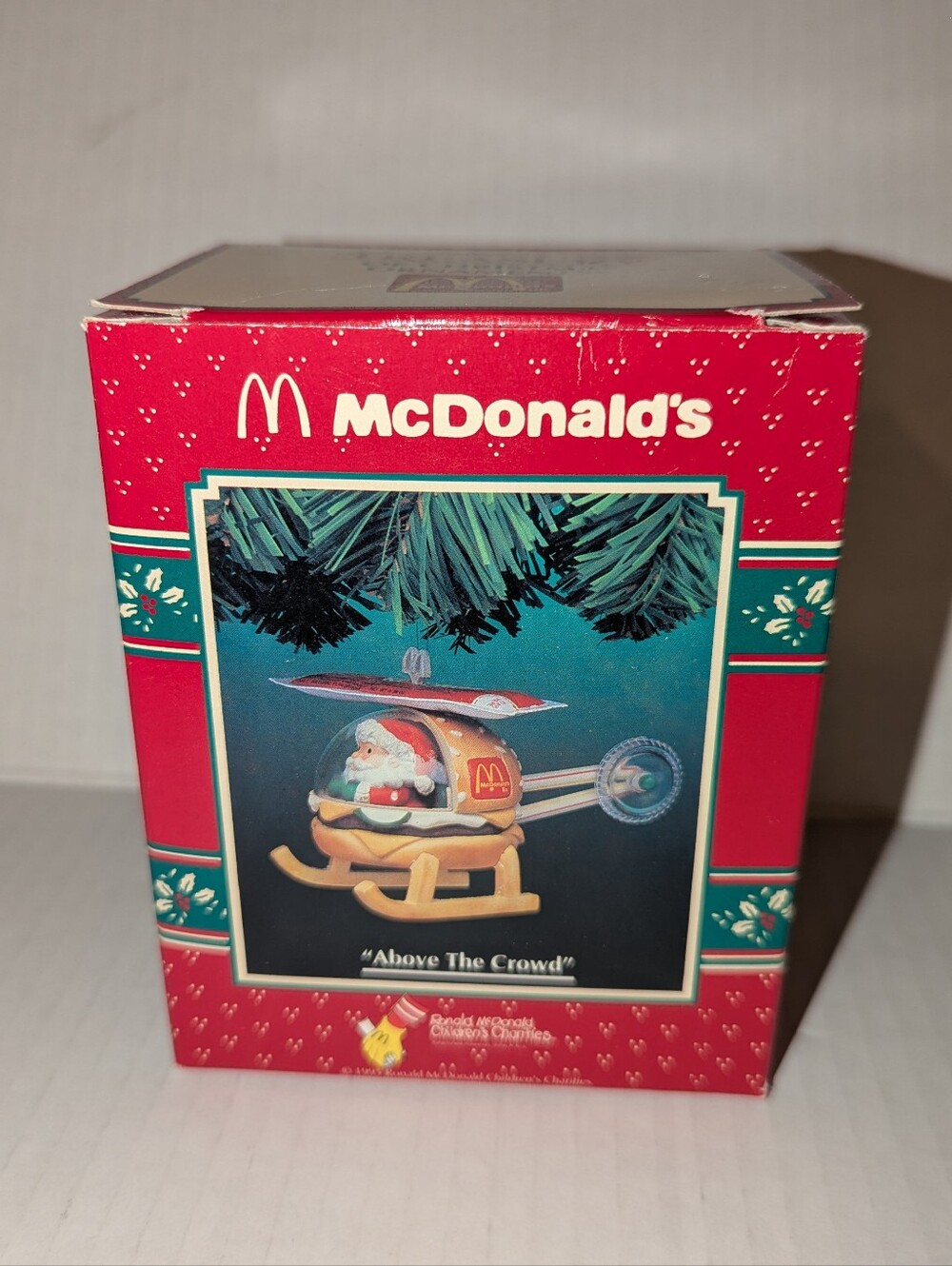 VTG 1995 McDonald's Enesco "Above The Crowd" Santa Helicopter Ornament